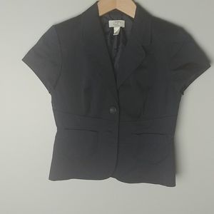Loft Button Down Navy Blue Lined Short Sleeve Jacket.